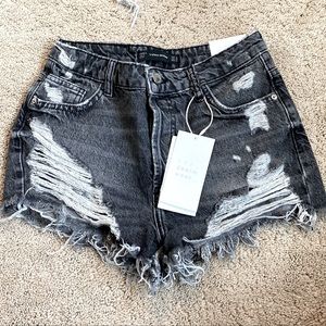 Zara Destroyed Denim Shorts